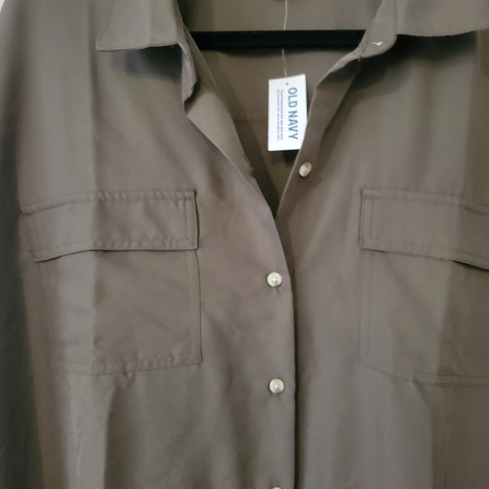 Old Navy Olive Green Button-Down Midi Size XL NWT - image 4